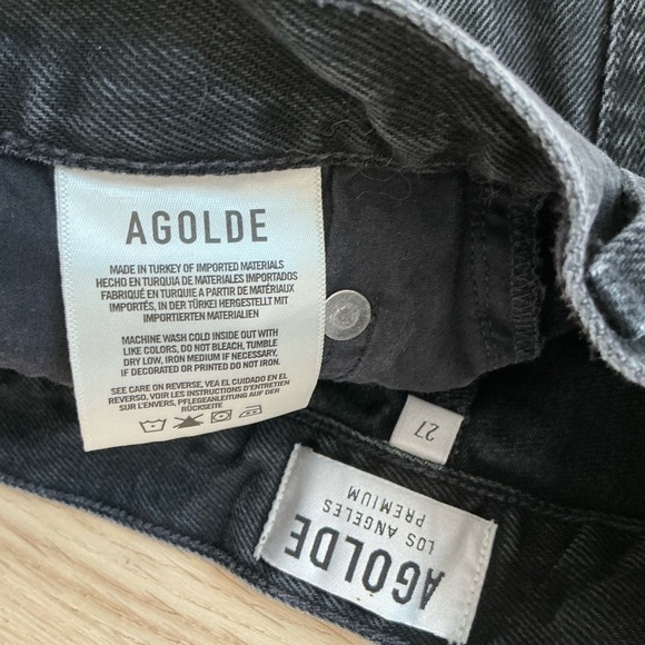 Agolde Black Mini Skirt Distressed Casual - Picture 3 of 4